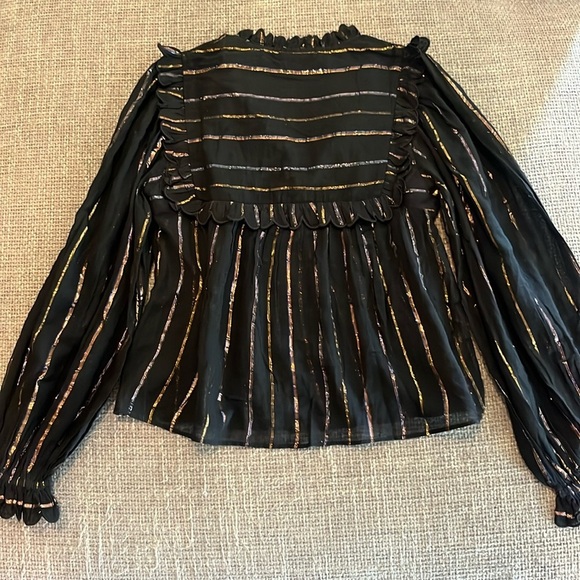 NWT FARM RIO Metallic Stripe Ruffle Shirt - Picture 3 of 6